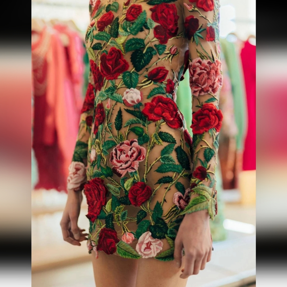 COPY - 🌸🌺🌹 Embroidered floral lace mini dress